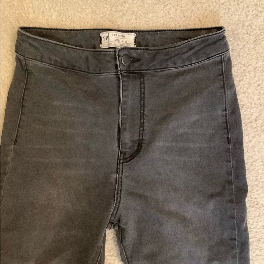 Free People Just Float Flare Bell Bottom Pant Jeans Black Grey size 27/4 Small. - Picture 3 of 16
